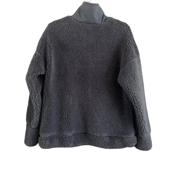 Te Verde Gray Sherpa Pullover Mock Neck Zip Sweatshirt Size Medium - Picture 8 of 11